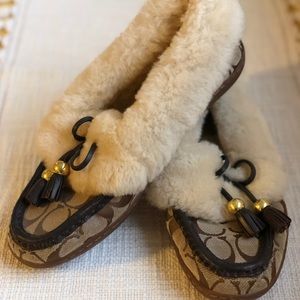 Coach Fiona Shearling Moccasin Slipper Shoe